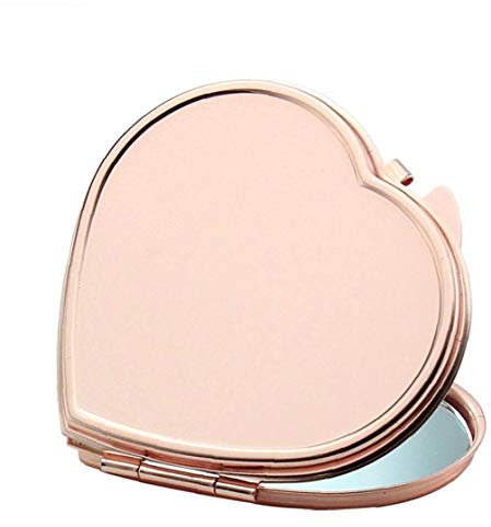 Miroir Cosmétique Pliant Portable 1pc Double Face Miroir De Poche Compact De Poche Miroir De Maquillage Voyage Pour Sacs Et Sachets (en Forme De Coeur)