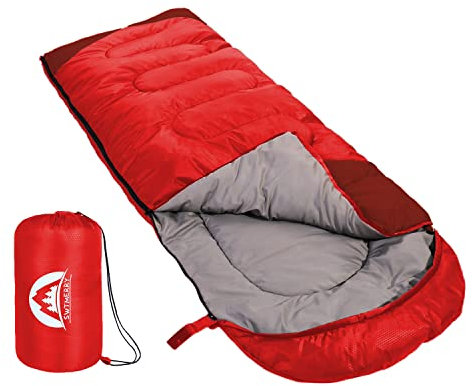 SWTMERRY - Schlafsack für 3-4 Jahreszeiten (Sommer, Frühling, Herbst, Winter) warmes und kühles Wetter – leicht, Jugendliche und Erwachsene zum Wandern, Rucksackreisen und Campen.