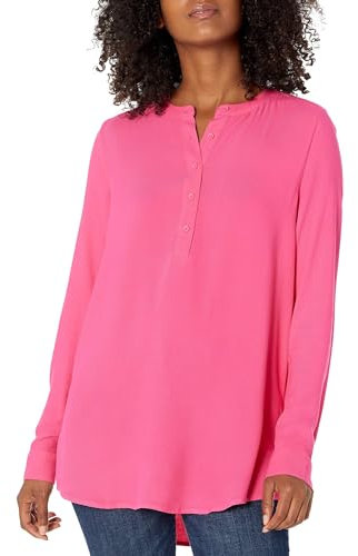 Amazon Essentials Blouse Tissée à Manches Longues Femme, Rose Incandescent, S
