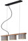 Briloner Leuchten - Pendelleuchte, Pendellampe 3-flammig, retro, vintage, höhenverstellbar, 3x E14, max. 25 Watt, Metall-Holz inkl. graue Stoffschirme, 650x150x1360mm (LxBxH)