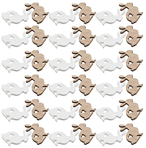 PRETYZOOM 72 Stücke Ostern Anhänger Holz Hasen Holzscheiben Unbehandeltes Holz Streudeko Ostern Zierdeko Baumschmuck Frühling Osterschmuck zum Aufhängen Kinder Basteln Bemalen Spielzeug