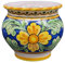 Sicilia Bedda - VASO IN CERAMICA SICILIANA - Prodotto Artigianale di Alta Qualità - Altezza 14 CM Diametro 15 Cm (Fiore su Maioliche)