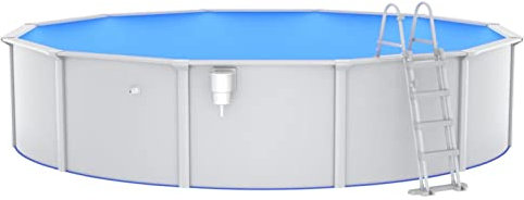 Bounv Pool Rund Ø550x120 cm Stahlrahmenbecken Schwimmbecken Stahlwandpool Aufstellpool Gartenpool Planschbecken Kinderpool Familienpool Stahlwand Frame Pool mit Sicherheitsleiter