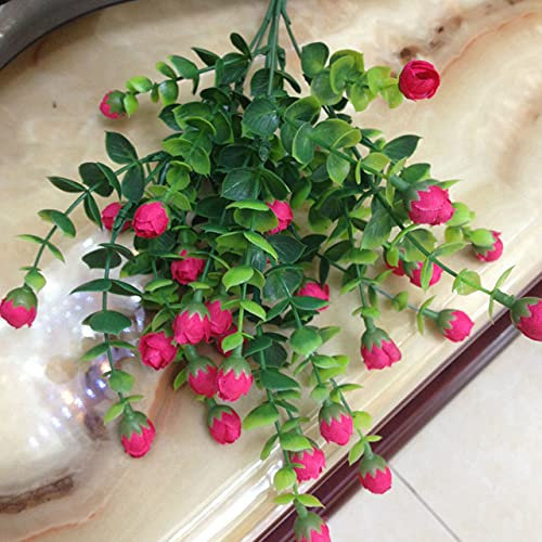 Mini silk artificial rose flowers fake leaves faux bushes 30 heads outdoor garden decoration white fence wall decor-Rose