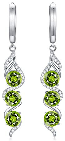 Peridot Ohrringe für Damen 925 Sterling Silber mit 5mm Echtem Peridot Tropfen Ohrringe