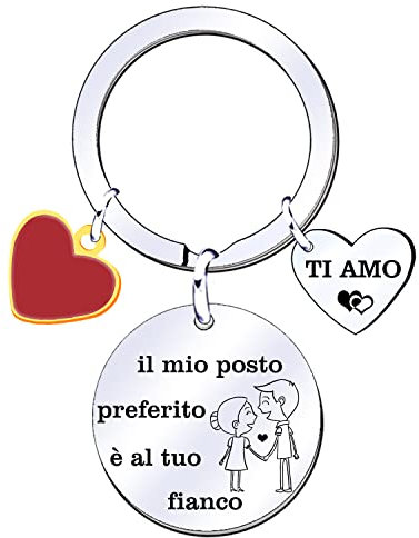 MNBVBV Regali di san valentino per Lei Portachiavi Coppia Regali di Coppia San Valentino -il mio posto preferito è al tuo fianco- Regalo di Compleanno Idee Regali Anniversario per Lui/per Lei (1)