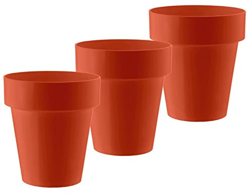 ECOMACETAS FLOWERPOT STORE Maceta Roja de Plástico Resistente y Diseño Moderno. con Escalón Interior. (3, 14 cm)