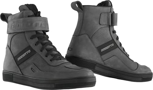 Bogotto Denton perforierte wasserdichte Motorrad Schuhe, grau, 36