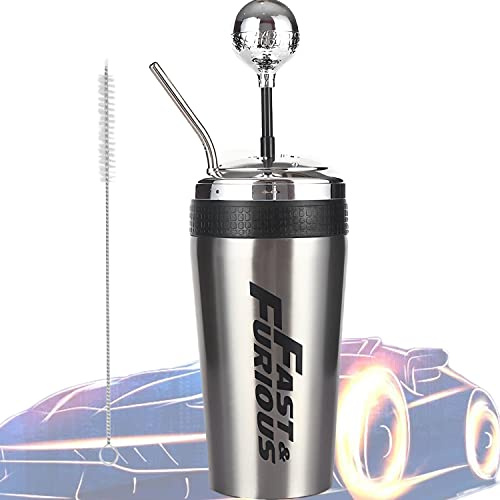 CLYQUE Fast and Furious 10 Cup, Shift Lever Style Cups with Straw and Lid, 304 Stainless Steel F10 Drink Cup, 500ml Water Bottle, Real Experience The Feeling of Manipulation Sense