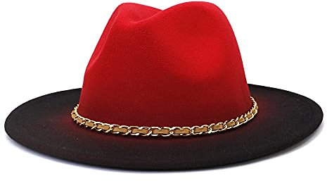 Fedora Trilby Filzhut Hut Lässige Sprühfarbe Lässige Flache Krempe Hut Mit Großer Krempe Mode Jazzhut Für Männer Und Frauen 58Cm 4