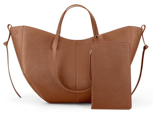 DKIIL NOIYB Beuteltasche Leder Bag Shopper Tasche Damen Groß PU Weichem Leder Umhängetasche Damen Handtasche Damen Groß Hobo Bag Henkeltaschen mit Kleinem Geldbörse (A03-groß Kamel)
