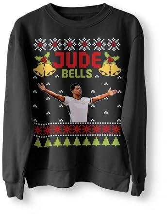 BlackMacaw Jude Bellingham Jude Bells Funny Football Christmas Jumper, Sweater, Sweatshirt, Adults Real Madrid England Football Fan World Cup_BLK_M