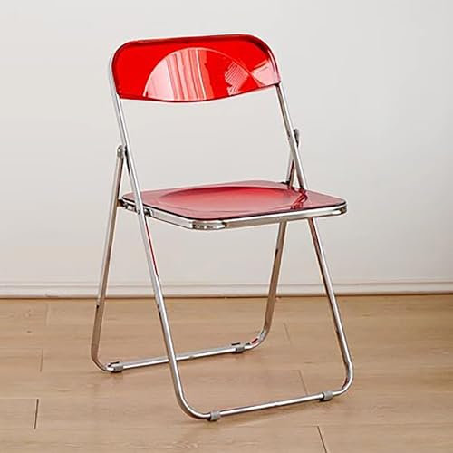 zxhrybh Klappstuhl, Moderner Stapelbarer Acryl-Klappstuhl aus Kunststoff Ohne Armlehnen für Das Esszimmer, Bequemer Veranstaltungsstuhl (Color : Red)