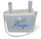 Bolso talega Lactancia Personalizado, Bolso Polipiel con Nombre Bordado, Talega para Carro Silla de Paseo Universal (Blanco/Azul)