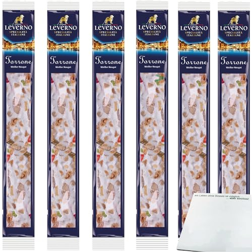 usy Bundle für Leverno Torrone weißer Nougat aus Italien mit Erdnüssen Mandeln und kandierten Früchten 6er Pack (6x100g Packung) + usy Block