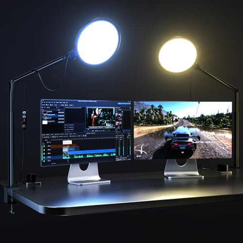 mmcrz 10.2 Ring Light with Stand for Zoom Meetings, Desk Ring Light with Clamp, 360° Rotate & Flexible Height Zoom Light, Video Conference Light for Video Recording Podcast Live Streaming