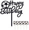JEKUGOT Football Cake Topper, Happy Birthday Football Black and White Party Decoration, Cake Toppers for Boys, Football Birthday Decorations，Football Cake Decorations for Boys Men Father's Day