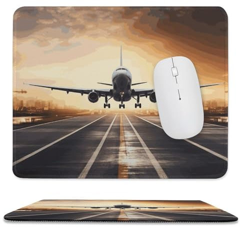 Backpack Airplane MousePad with Stitched Edges Waterproof Mousepad with Non-slip Rubber Base Mouse Mat for Laptop Computer Gaming & Working