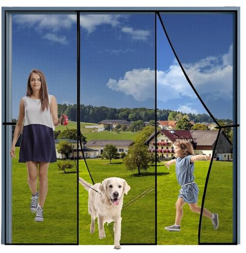 Magnetica Zanzariera Porta Tenda su Misura 280x200cm Anti Insetti Mosche Zanzare, per Legno, Porte in Alluminio, pertura e Chiusura Silenziosa Nero