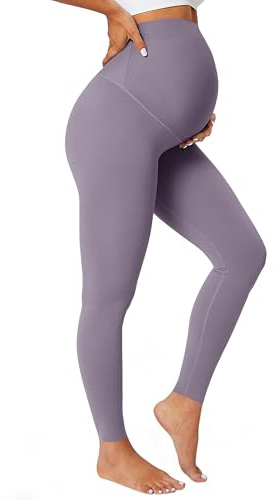 BAYDI Nudi Femme Leggings de Grossesse avec Poches Longues Leggings de Grossesse à Taille Haute Leggings de Maternité Femme Doux élastique Leggings de Grossesse, XL