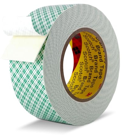 3M Doppelseitiges Klebeband Schaumstoffband 51 mm x 5,5 m Klebeband mit hoher Scherfestigkeit und hoher Temperaturbeständigkeit für Innen und Außenanwendungen und Home Office Deko