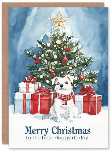 Artery8 To The Best Doggy Daddy Gifts Tree Dog Lover For Him Man Christmas Card