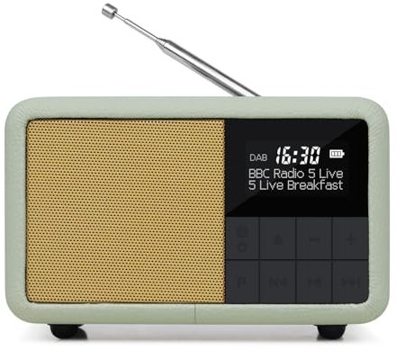 Portable DAB+ Radio with Bluetooth I Rechargeable Battery 12hr Play or Mains Powered | IPX4 Water Resistant | Small DAB Radio with Alarm Clock | FM Radio, 40 Presets, Headphone Jack | LEMEGA
