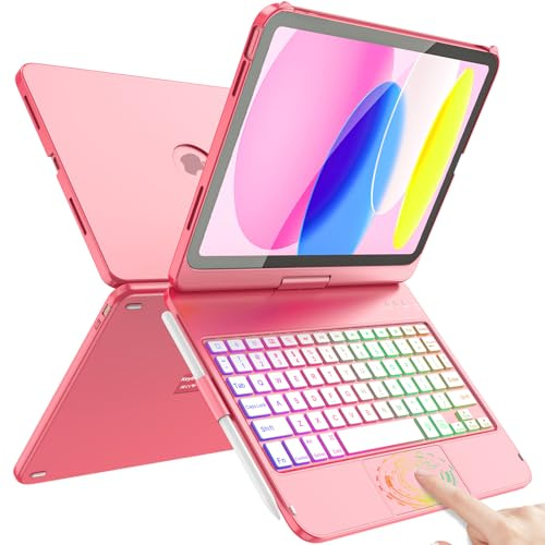 FUWANG Touch Keyboard Case for iPad A16 11th Generation 11 inch 2025 & A15 10.9 inch 2022, 360° Rotate Backlit for iPad 10th Generation Case with Keyboard and Multi-Touch Trackpad