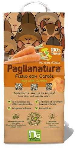 Fieno per Conigli e Roditori - 1,3kg Paglianatura - Per una Dieta Sana e Naturale (1 unità, Carota)