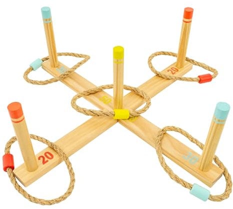 TP Toys Jeu de Lancer d’Anneaux en Bois FSC® – Dès 3 Ans – Activité d’Adresse Intérieur/Extérieur – Développe Motricité et Coordination – pour Enfants et Famille