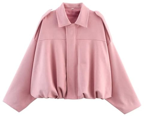 Xunger Blouson aviateur en daim synthétique pour femme - Manteau de pilote à revers décontracté surdimensionné à manches longues - Vêtement d'extérieur tendance