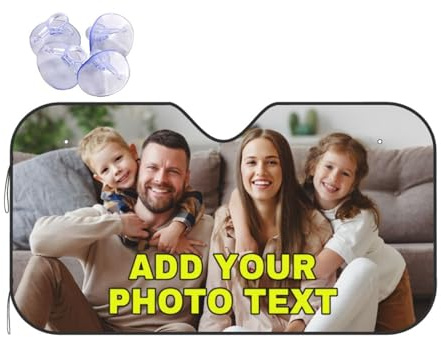Parasol Personalizado para Parabrisas de Coche, Personalizada Agrega tu Texto/Logo/Foto,Plegable, Reflectante, Protector contra Rayos UV para sedanes, SUV y Camiones. (130 * 70CM)