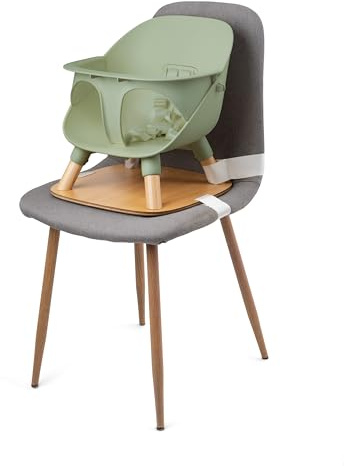 Ziza Sitzerhöhung für Kinder bis 3 Jahren Olive - Baby Sitzhilfe mit 2 Gurten für sicheren Halt & 3-Punkt-Gurt für den Nachwuchs, Tischsitz aus lebensmittelechtem Kunststoff