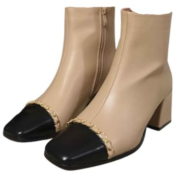 IKRUSH Two Tone Side Zip Block Heel Ankle Bootscasual Mid Ankle Regular casual