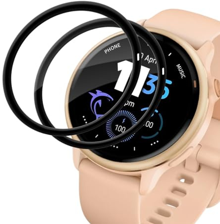 Carantee Verre Trempé pour Garmin Vivoactive 6-2 Pièces Protection Écran 3D, Dureté 9H 0,33mm Anti-Rayures, Vitre Protection, Toucher Sensible, Ultra HD, Sans Bulles Vivoactive 6 Protection écran