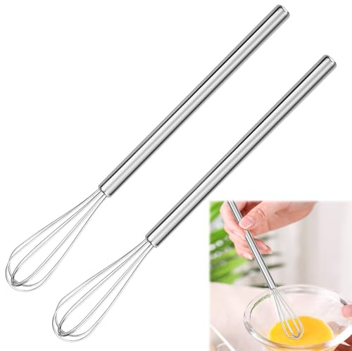 argtnayk 2 Stück Mini Schneebesen Klein, Schneebesen Edelstahl, Ideal für Küche und Backen, Silberfarben 26,5 × 2,5 cm