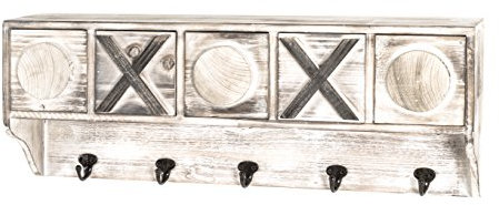 HAKU Möbel Wandgarderobe Vintage, Massivholz, Metall - Maße: B 65 cm x H 25 cm x T 15 cm, Style: Industrial