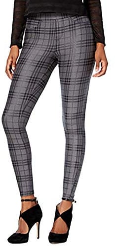 HUE Women's Metallic Plaid Printed Plus Size Leggings (Grey, X-Small)