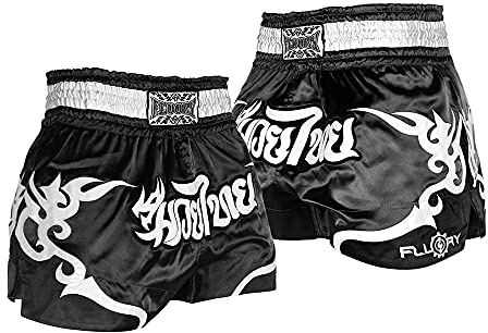 FLUORY Muay Thai-Shorts, hohe Qualität, Shorts für Thaiboxen, MMA, Kickboxen, für Damen, Herren, Kinder, Wettbewerb, Kampftraining, Wettbewerb.