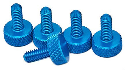 PrecisionGeek Tornillo de cabeza moleteada Aluminio Azul M4 x 10mm 5pz