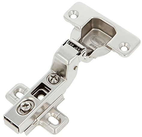 Amig - Pack de 2 Bisagras de Cazoleta - Superacodada - Montaje de Puertas de Muebles y Armarios de Cocina - Ø35 mm - Acero Niquelado - Apertura 110° - Plateado