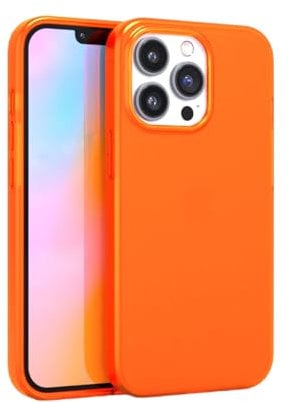 FELONY CASE - iPhone 12 Pro Max Neon Orange Clear Protective Case, TPU and Polycarbonate Shock-Absorbing Bright Cover - Crack Proof with a Gloss Finish - Wireless Charging Compatible