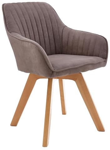 Riess Ambiente Drehbarer Design Stuhl Livorno Vintage Taupe Buchenholz Beine Esszimmerstuhl Küchenstuhl Besucherstuhl