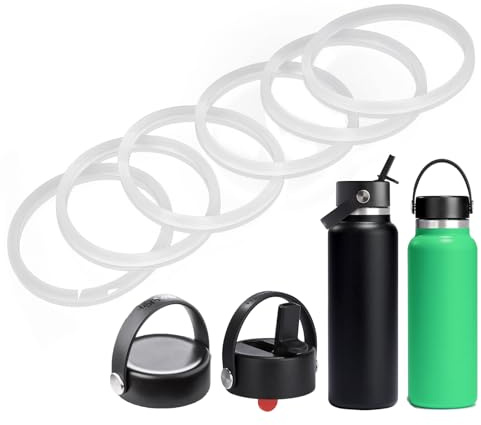 Greant 6 PCS Replacement Rubber Seal Fits Hydro Flask Wide Mouth Flex Caps, O Ring for Hydroflask, 2.2 inches Water Bottle Gasket Replacement (Fit Hydroflask Flex Cap)
