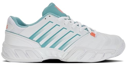K-Swiss Performance Bigshot Light 4, Tennis Shoe, White/Nile Blue/Desert Flower,