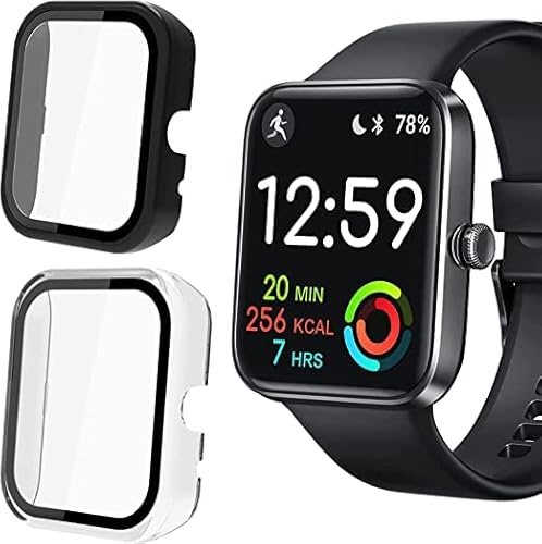 Blueshaweu Schutzhülle für ID207 Smartwatch, Hard PC hülle mit Glas Displayschutz kompatibel mit RIVERSONG Motive 3S/ Fitpolo id207pro /Gydom ID207 /aeac ID207 Smartwatch