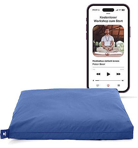 Inner Peace Meditationsmatte Zabuton Deluxe - Extra Dick - Meditationskissen Unterlage für entspannte Meditation - Waschbarer Bezug aus 100% Baumwolle (Königsblau)