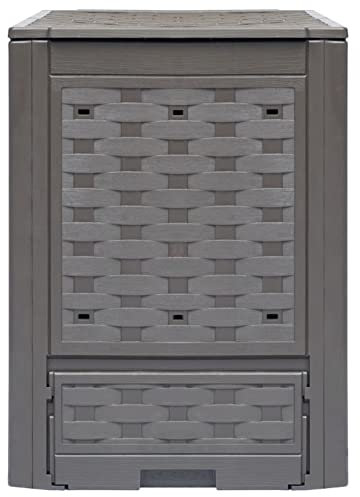 ZHOUMIN Gartenkomposter, Garten Komposter, Thermokomposter, Schnellkomposter, Composter, Braun 60x60x83 cm 300 L Kunststoff Rattan