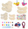 ZJRung 3D Vögel aus Holz 32 Stück Kinder bastelnHolz Vogel Holzbastelsets für Kinder Ostern Basteln Set für Junge Mädchen Geschenke Handwerk + + Pinsel + Farben + Bänder + Aufkleber