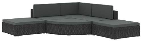 Yolola Lounge Gartenmöbel Set Rattan 6-TLG. LoungeSet Rattan Gartenmöbel Set Loungemöbel Terrasse Gartenlounge Outdoor Lounge Gartenmöbel Rattan Balkonmöbel Schwarz